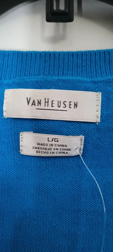 Nuevo con etiquetas Suéter Pullover Van Heusen Azul Preppy Old Money Para Mujer Talla Grande Cuello en V A3 Foto 4 de 4