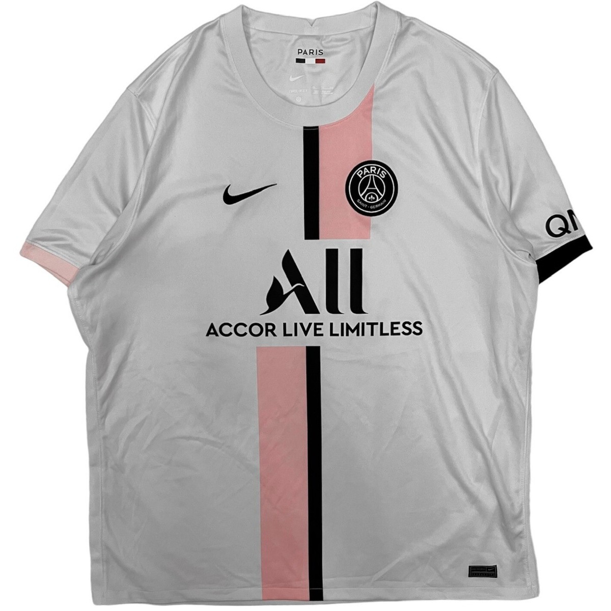 Psg Away 2021 2022 Football Shirt Jersey Top White Pink XXL Messi