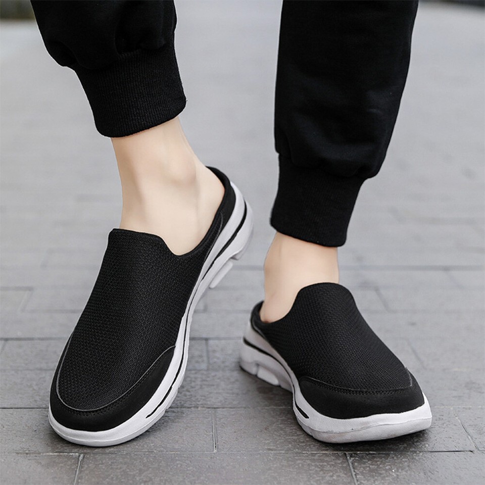 Mens Mules Shoes Breathable Slip On Sneakers with Arch Support Closed