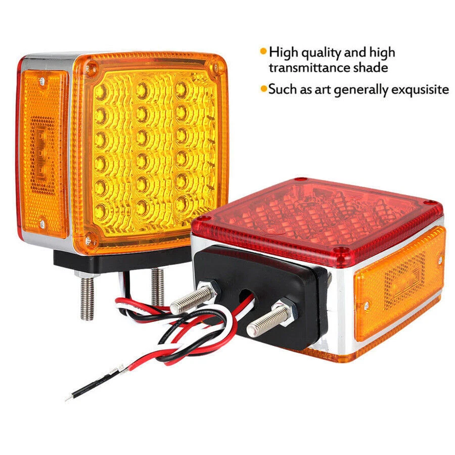 Par de luces traseras indicadoras laterales indicador señal de giro coche 39LED doble color 12V Foto 3 de 4