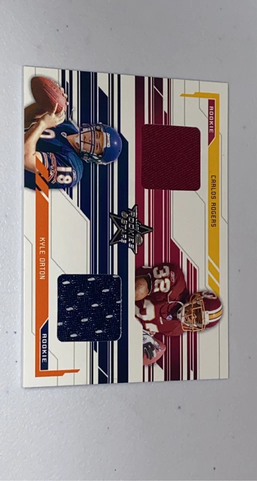 2005 Leaf Rookies & Stars Dual Rookie Jersey /500 Kyle Orton Carlos Rogers RC - Image 3 of 3