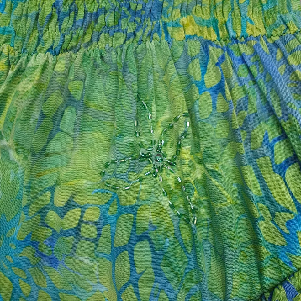 Vestido Bali Niños Bebés Niñas 3-4 Verde Calado Asimétrico Cuentas Hecho a Mano Volantes Foto 4 de 4