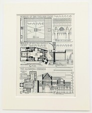 EGYPTIAN & MOORISH SARACENIC ARCHITECTURE c. 1900 Antique Mounted B&W Print