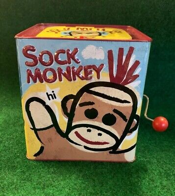 Schylling SOCK MONKEY Jack-in-the-Box Pop Goes the Weasel Brown Yellow 2008 | eBay