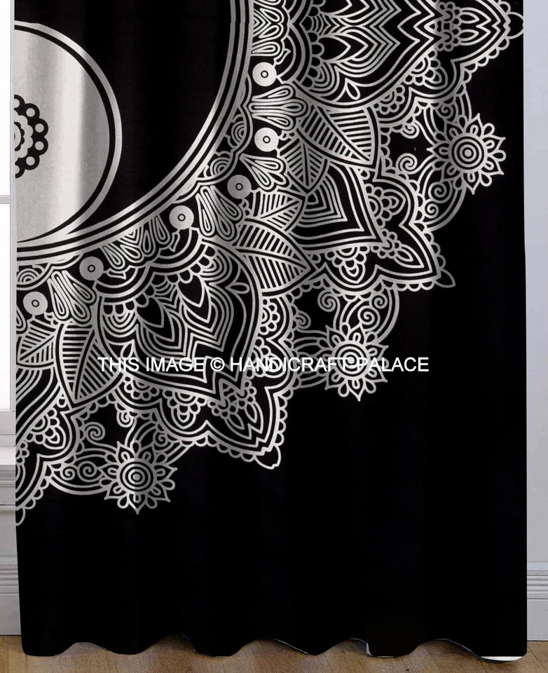 Cortina de tapeçaria mandala indiana Yin Yang 2 válvulas cortina decoração painel cortina - Imagem 4 de 4