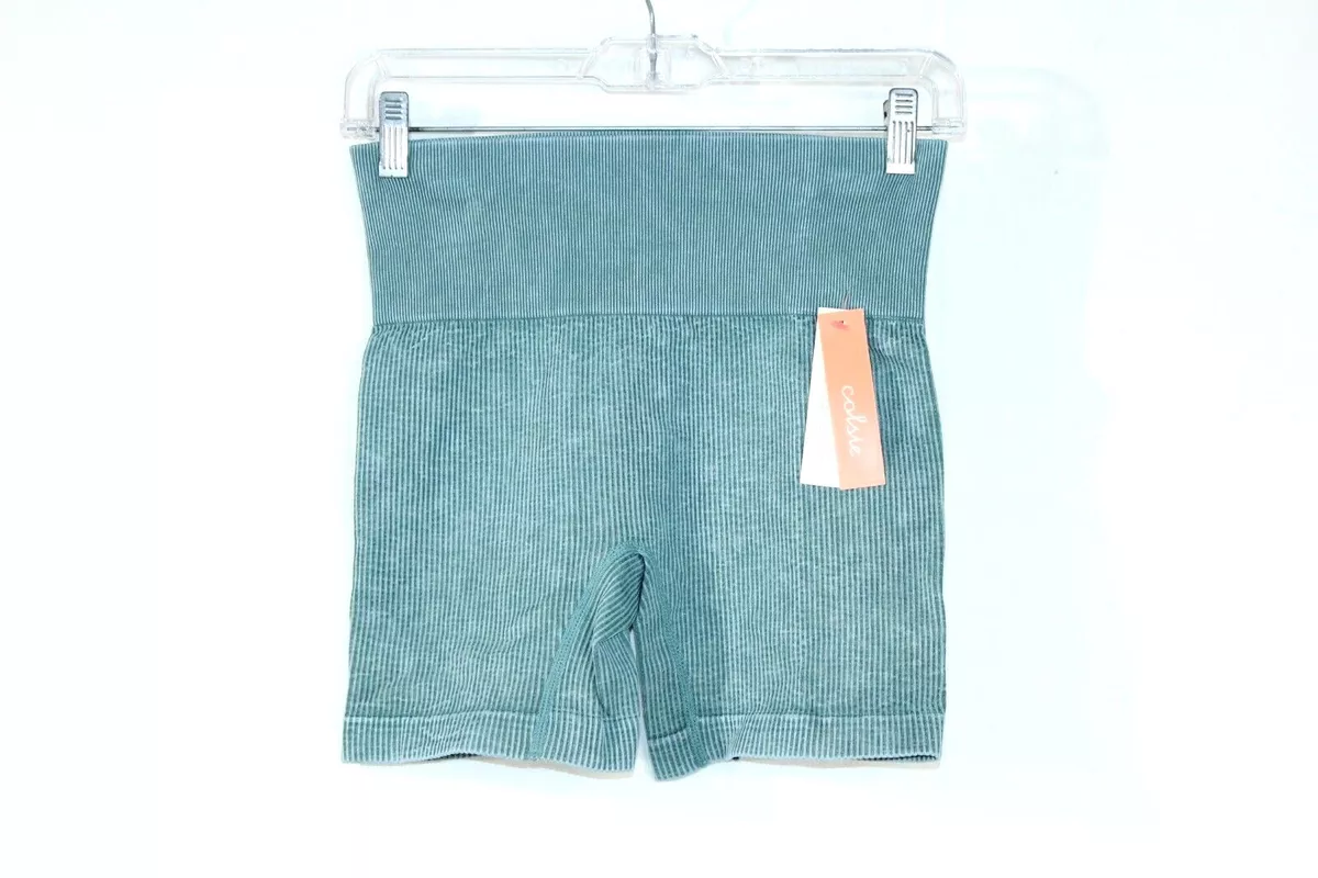 NWT Colsie Vintage Wash Green Teal Ribbed Knit Exercise Comfort Shorts