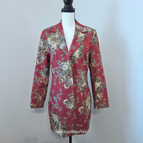 Vintage LuLu Alexander  Longline Jacket Blazer Bohemian Preppy Floral  sz 8P USA