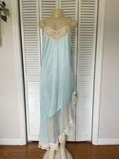 Vintage Undercover Wear Ruffle Lace Asym Babydoll PinUp Slip Nightgown Lingerie