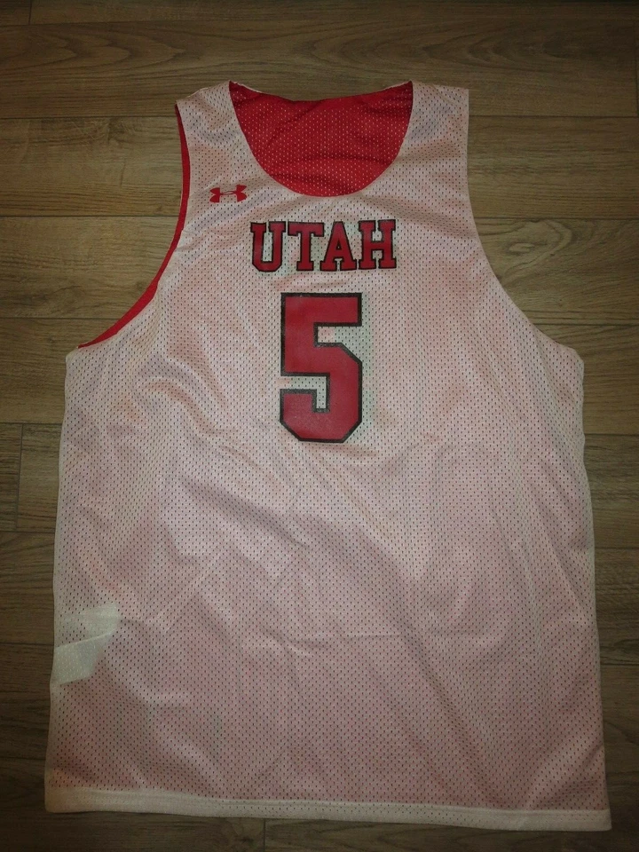 Utah Utes #5 Basketball Team Issued Under Armour Practice game used Jersey LG L - Image 3 of 4