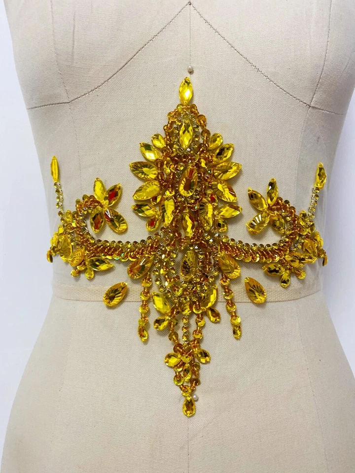 1PC Applique Shinny Sew On Rhinestone Flower Patch Trim DIY Wedding Dress Crafts - Image 3 of 4