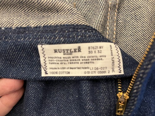 Vintage Rustler 87621 Straight Leg Dark Blue Wash Jeans, 30x32, Neu, Hergestellt in den USA - Bild 8 von 8