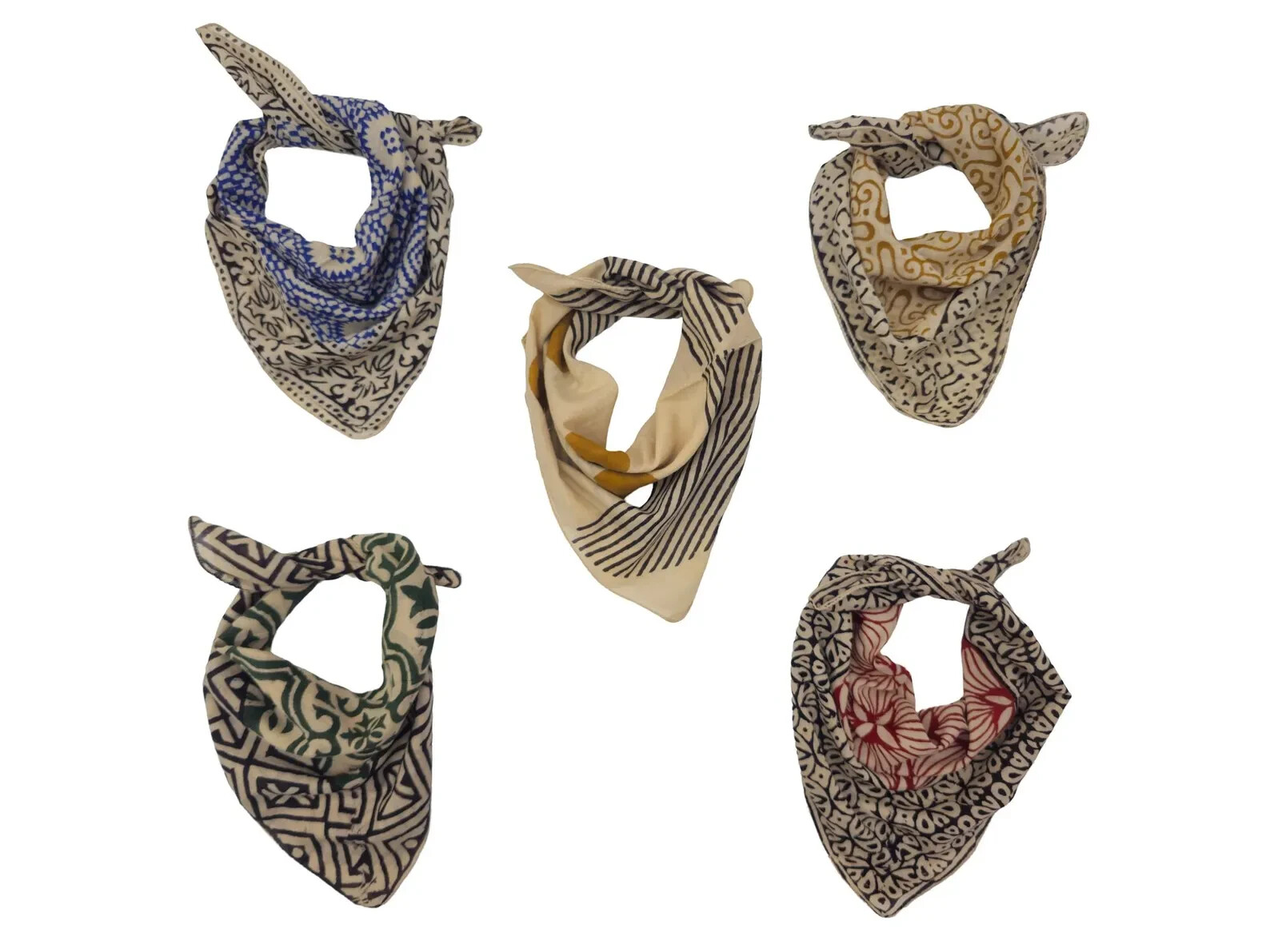 5-Pack Organic Cotton Bandanas – Soft Cowboy Scarves & Neckerchiefs