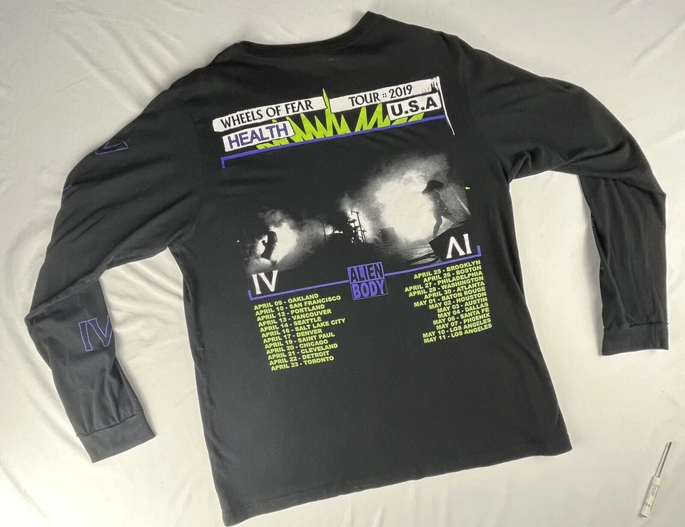 Camiseta Health Wheels of Fear Tour 2019 XL Alien Body IV Doble Cara Tour Fechas Foto 3 de 4