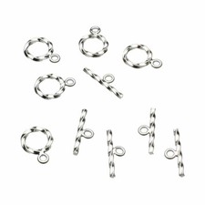 Sterling Silver Small Twist TOGGLE CLASP 9MM Clasp Horizontal Closed Ring Italy