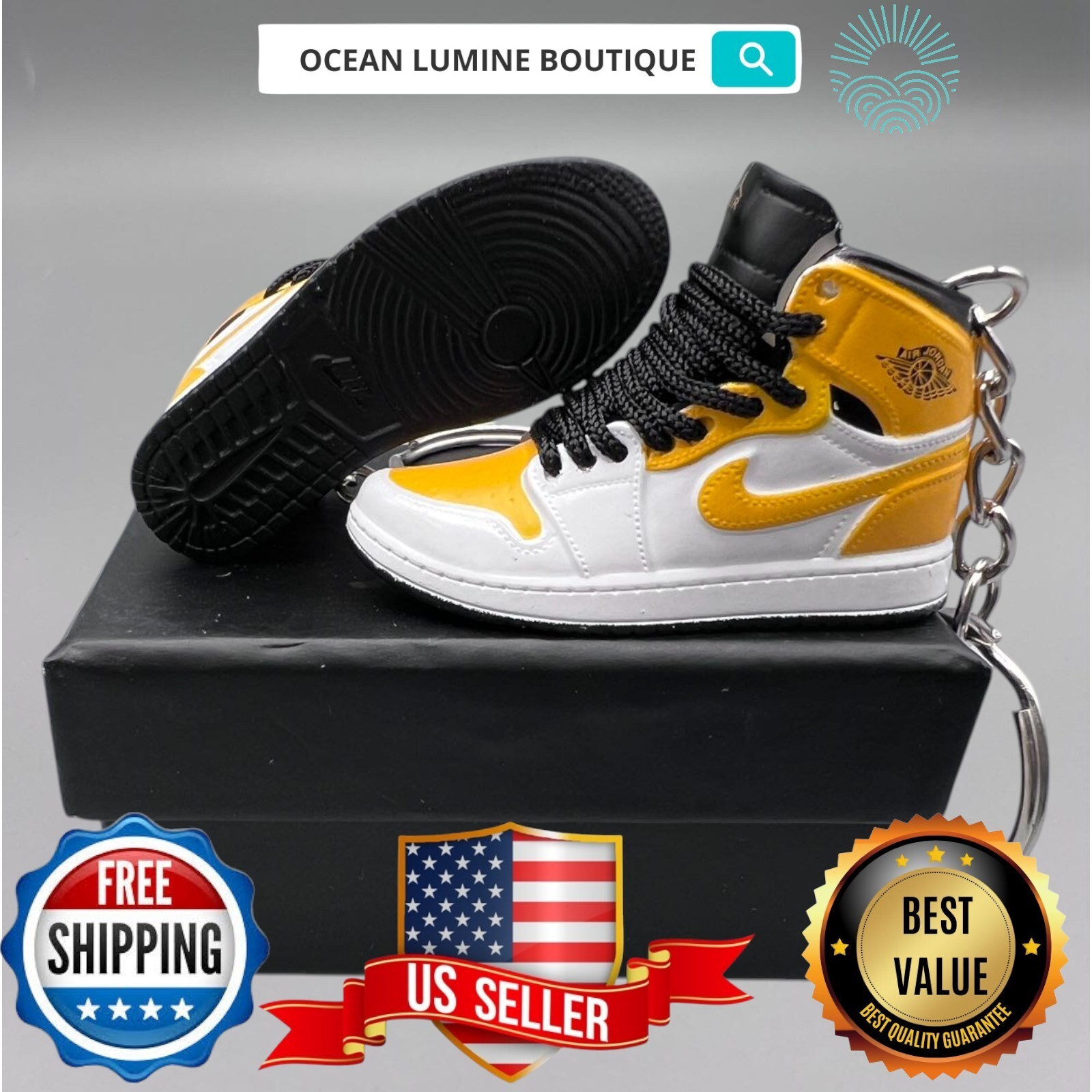 Air Jordan 3D Mini Sneaker Keychain, Basketball Sneaker Collectible, Box Options