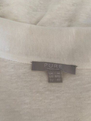 Pure Collection Soft Linen White Shirt Dress Size 14 Pockets 3/4 Sleeves - Picture 10 of 12