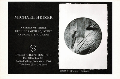 1970s Vintage Michael Heizer Art Tyler Graphics Original Print Advertising