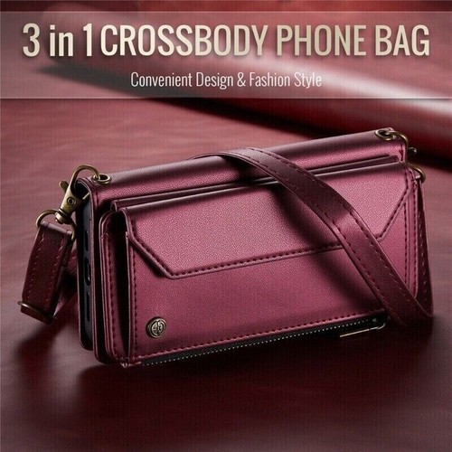 For iPhone 16e 15 14 13 12 11 Pro Max XS XR 8 Plus Zip Leather Wallet Case Cover - Picture 71 of 72
