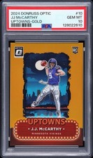 2024Optic Uptowns J.J. McCarthy #10 GOLD Jersey # 9/10 🔥PSA 10 🔥SKOL