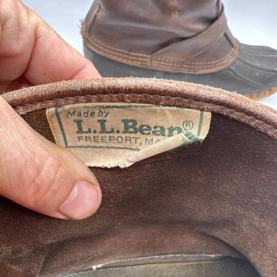 Mens LL Bean Brown Leather Winter  Boots Slip In   7 Brown USA - Image 2 of 4
