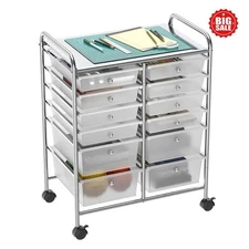 Utility Cart W/ 12 Drawers Rolling Storage Art Craft Organizer Wheels Office New
