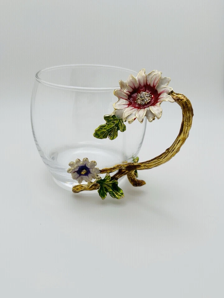 Taza de té de vidrio esmaltado con cristal de girasol sin plomo Foto 2 de 4