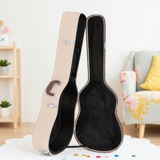 39-Inch Classical Guitar Hardshell Case - Lockable, Padded, Microgroove, Beige