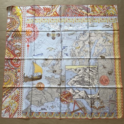 Hermes Silk Scarf Voyage De Pytheas Carre 90 cm 35'' Unworn