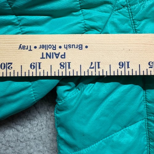L.L. Bean 14-16 Quilted Primaloft Hooded Jacket Teal Neon Green Full Zip Winter - Picture 8 of 10