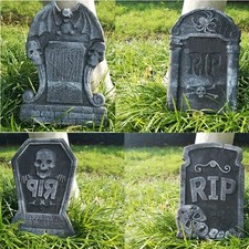 4pcs Halloween Foam RIP Graveyard Tombstone Decor Skeleton Tomb Haunted House US