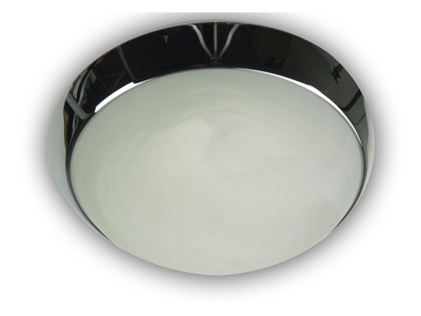 Decken Leuchte Rund Alabaster Glasleuchte Zierring Chrom Matt Ø 30Cm KüChenlampe-image