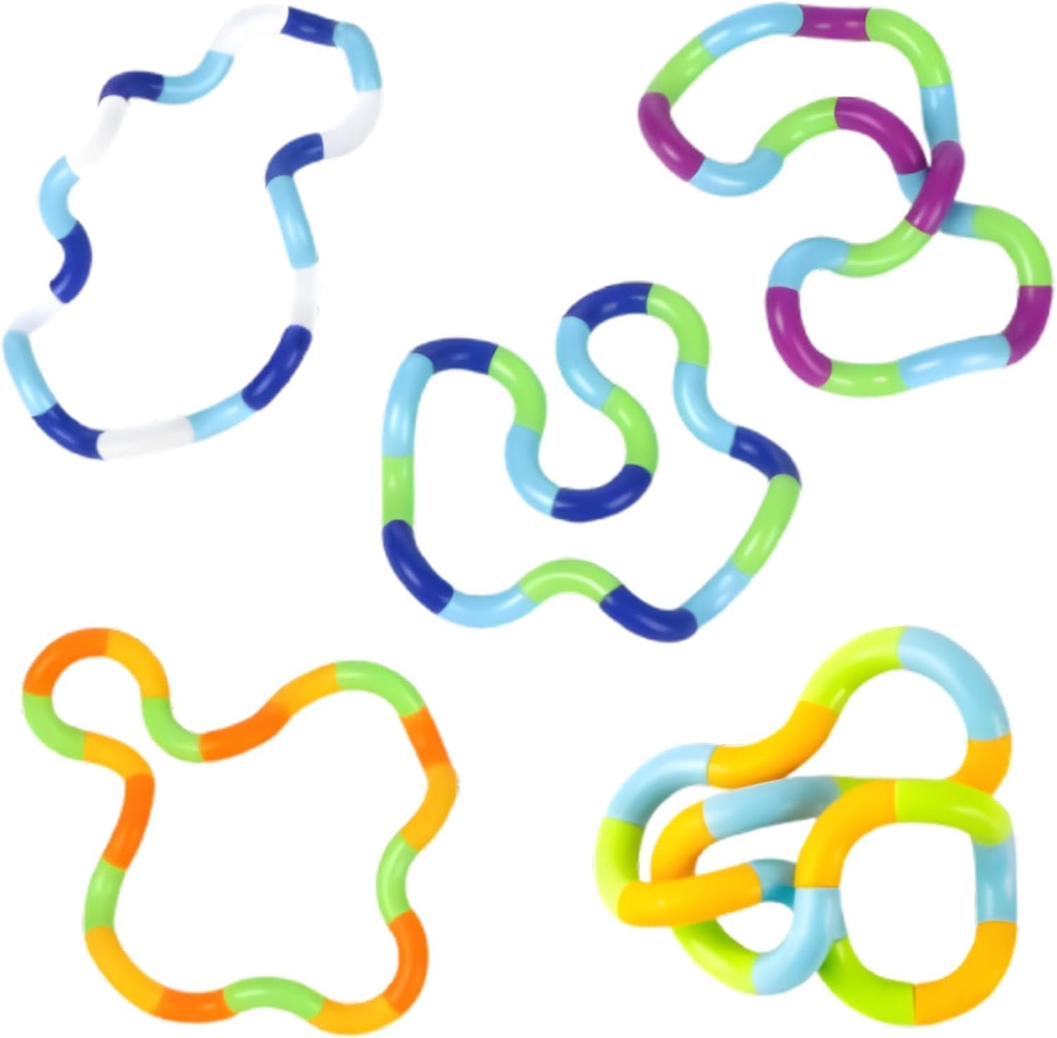 Portable Tangle Fidget Toy Set 5 Pcs Multicolor for Stress Relief and Fun
