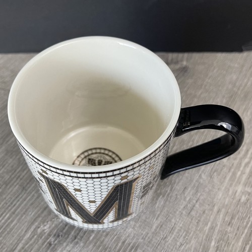Anthropologie Monogram "M" Becher BISTRO TILE MARGOT 15oz Tasse Schwarz Metallic Gold - Bild 9 von 12