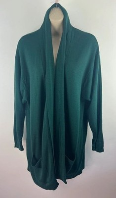 Vintage Green Longline Cardigan Coatigan Size 16 Made in UK M&S St Michael