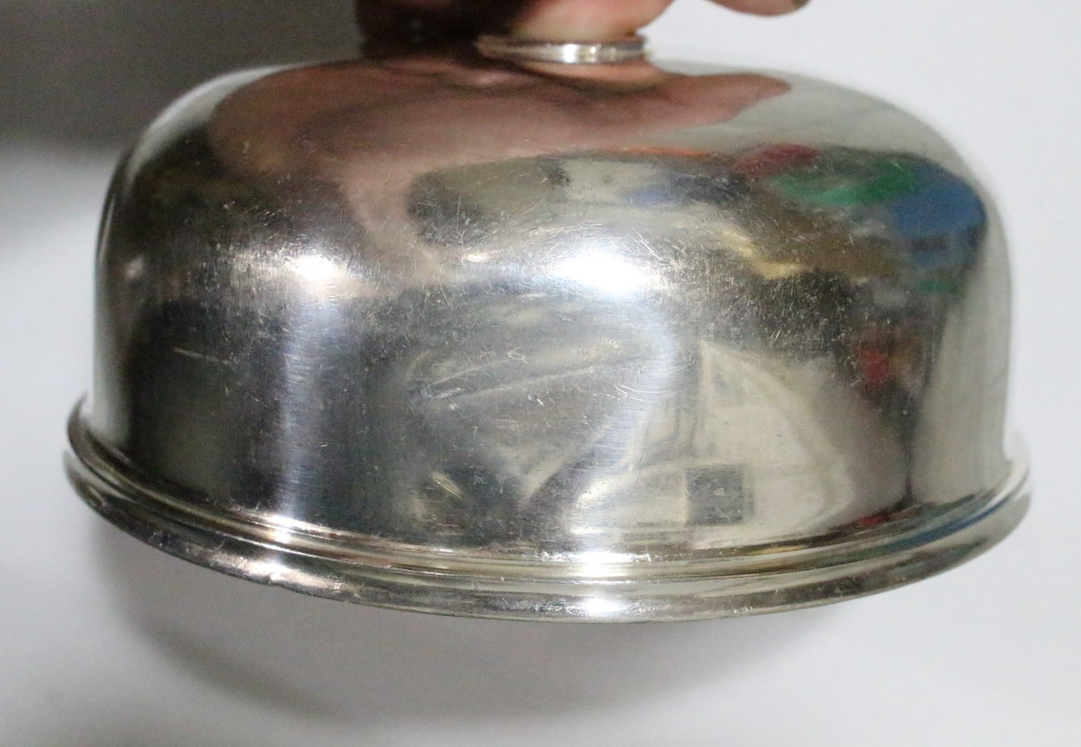 ORIGINAL NICKEL PLATE RAILROAD PANCAKE COVER INTERNATIONAL SILVER 6" FOOD COVER