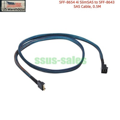 SFF-8654 4i SlimSAS to SFF-8643 SAS Cable, 0.5 Meter SAS4.0/PCIe4.0 24Gbps