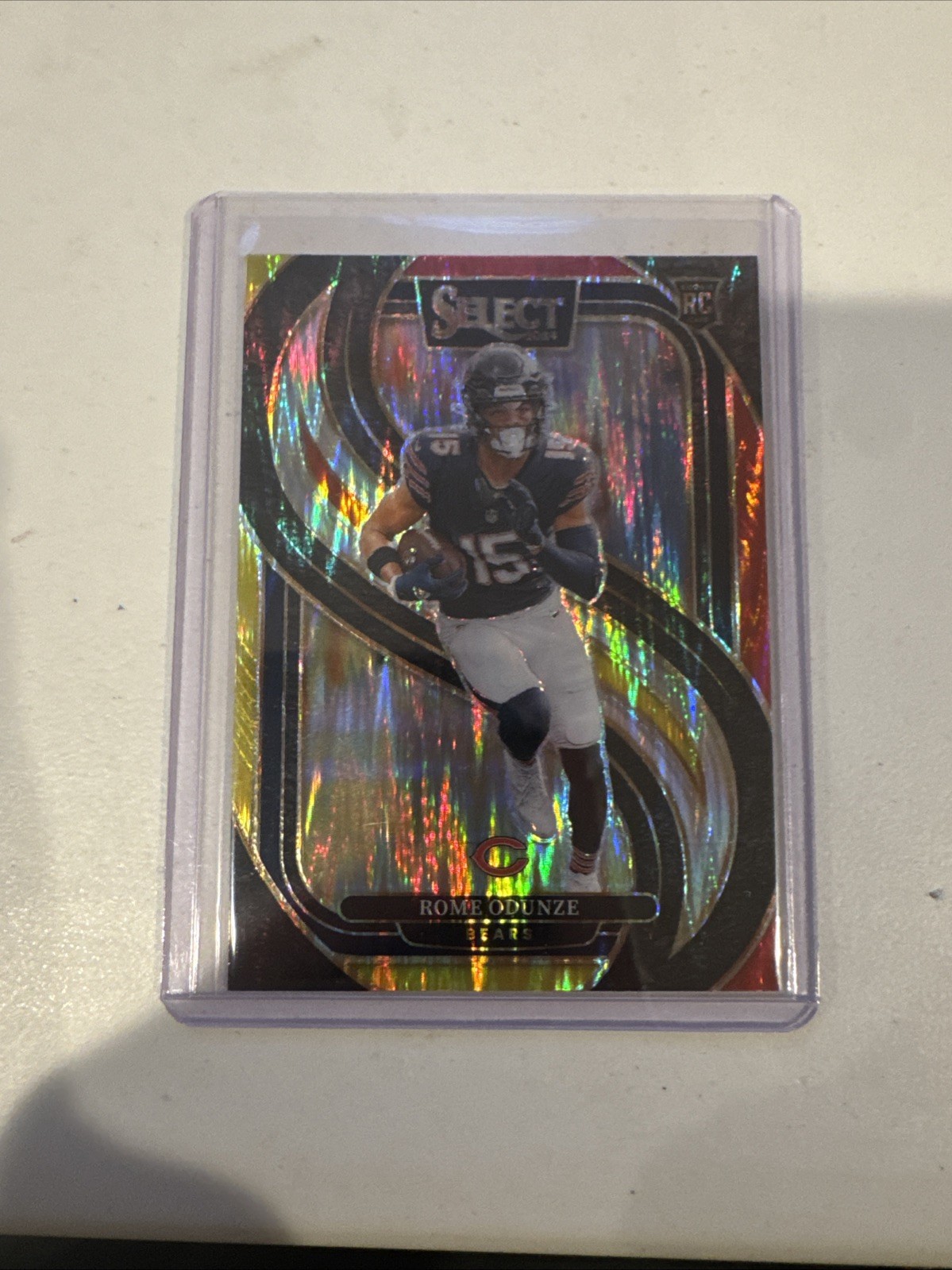 2024 Panini Select Premier Level Rome Odunze #136 Red & Yellow Shock Prizm #3766