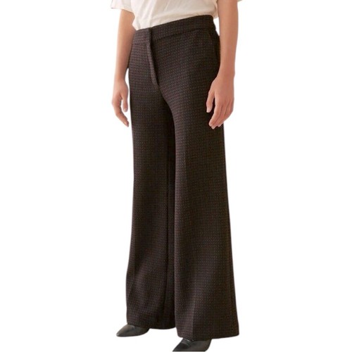 Pantalones de tiro alto Ba&sh para mujer talla 4 negro borgoña mezcla de lana Donovan pierna ancha