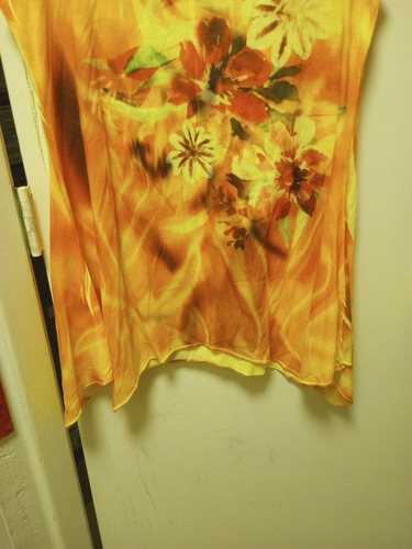 Dressbarn Sleeveless Vivid Print Blouse Fish Tail Hem Orange Small - Picture 10 of 10