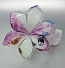 Murano Hand Blown Italian Art Glass Flower 6 Petal Flower Curled Stem