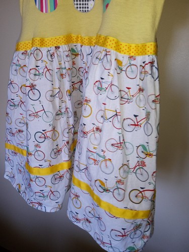 Girls Spring Dress Flip Flops Bicycle Wonder Nation Size 7/8 Yellow Short Sleeve - Picture 3 of 5