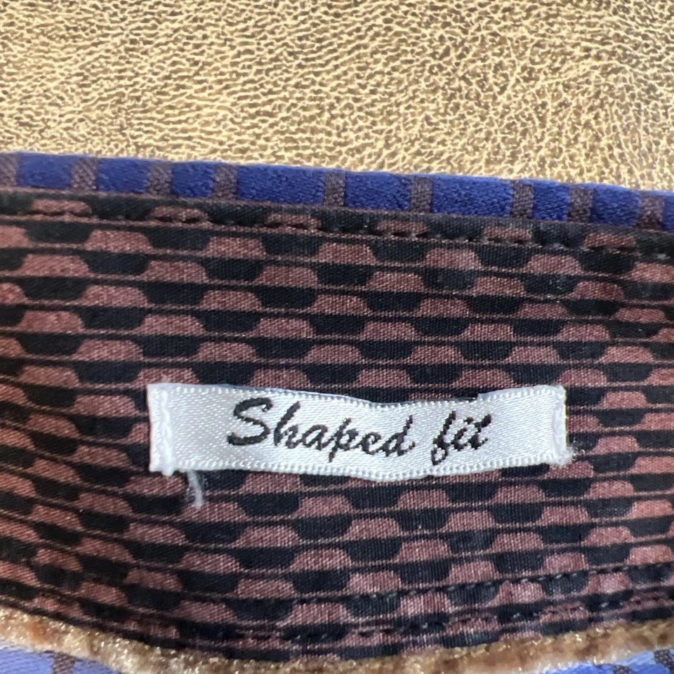 Bugatchi Uomo Shirt Men's XL Blue Stripe Long Sleeve Button Up - Image 3 of 4