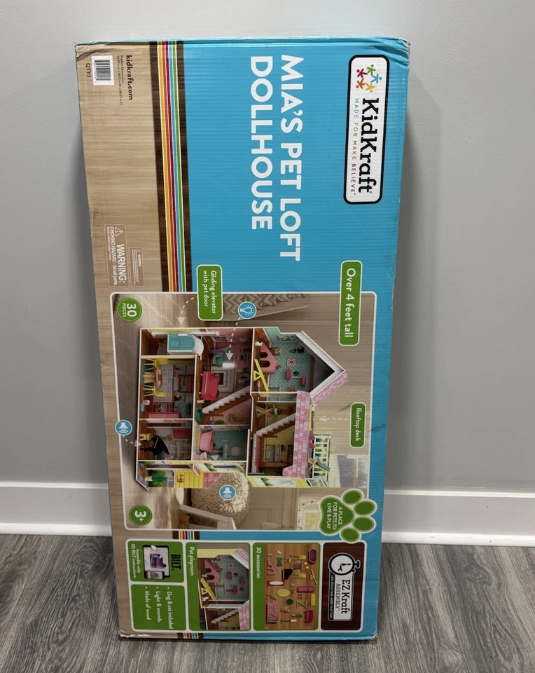 Кукольный домик KID KRAFT Mia's Pet Loft полностью меблированный высотой 4 фута E ЧИТАЙТЕ - Изображение 3 из 4