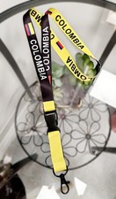 Colombia Flag Lanyard Neck Strap ID Badge Holder Keychain Breakaway Clip Yellow