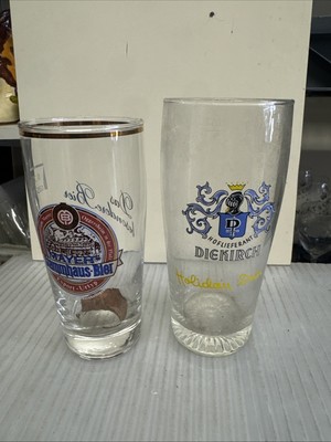 LOT OF 2 GERMAN BEER DRINKING GKASSES MAYER STAMMHAUS & DIEKIRCH