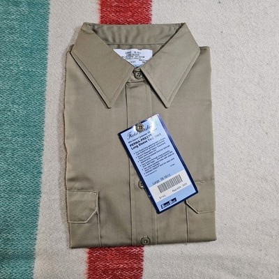 Vintage 80s NOS USA Workwear Sears Fieldmaster Brown Twill Shirt XL Perma-Press 