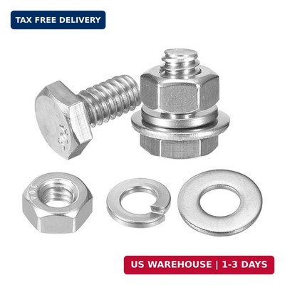 uxcell 5 Set Hex Head Nuts and Bolts Assortment Kit, 304 Stainless Steel 1/4-20
