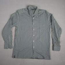 Ermenegildo Zegna Mens Long Sleeve Button Down Dress Shirt Striped Blue Green