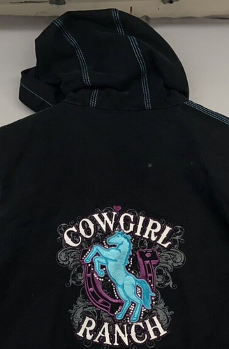 Shyanne Western Canvas Coat Girls M (10 ?) Cowgirls Rule Embroider Hoodie Horse - Picture 5 of 24