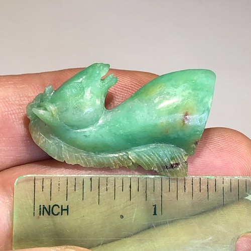 Chrysopras Pferd Schnitzerei australisch grün 45ct detailliert Reitständer a38 - Bild 8 von 12